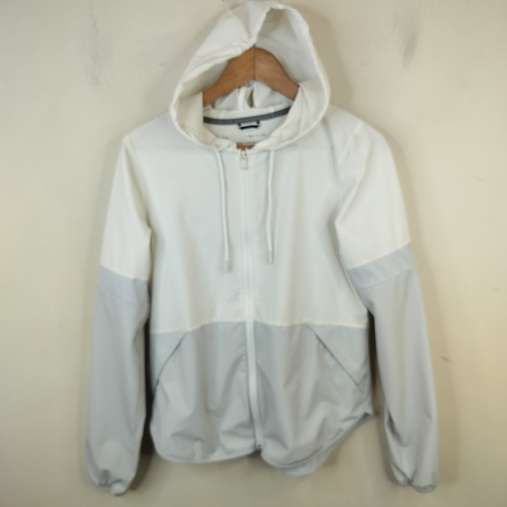 Under Armour Squad Warm-Up Jacket Small hooded Lightweight Athletic White Gray